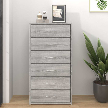 Sideboard with 6 Drawers 50x34x96 cm Engineered Wood Grey sonoma