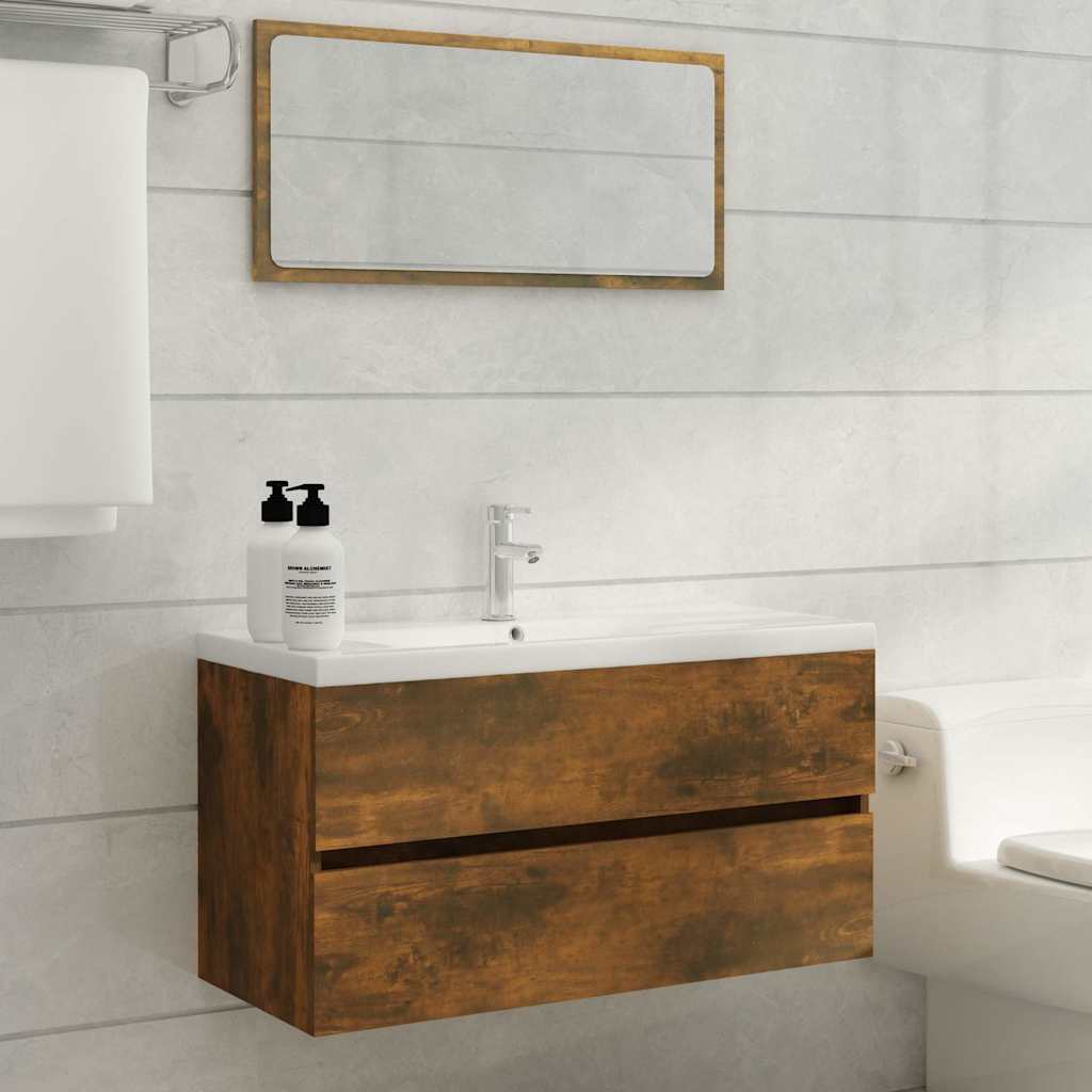 Sink Cabinet 90x38.5x45 cm Engineered Wood Smoked oak