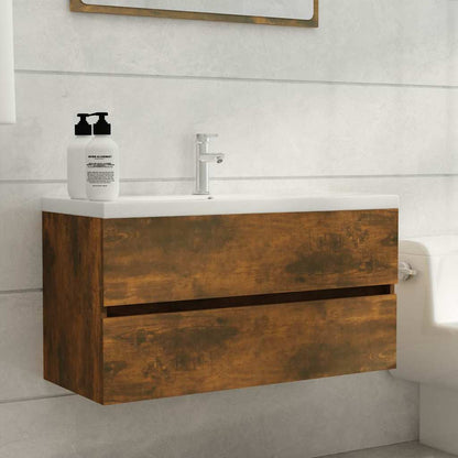 Sink Cabinet 90x38.5x45 cm Engineered Wood Smoked oak