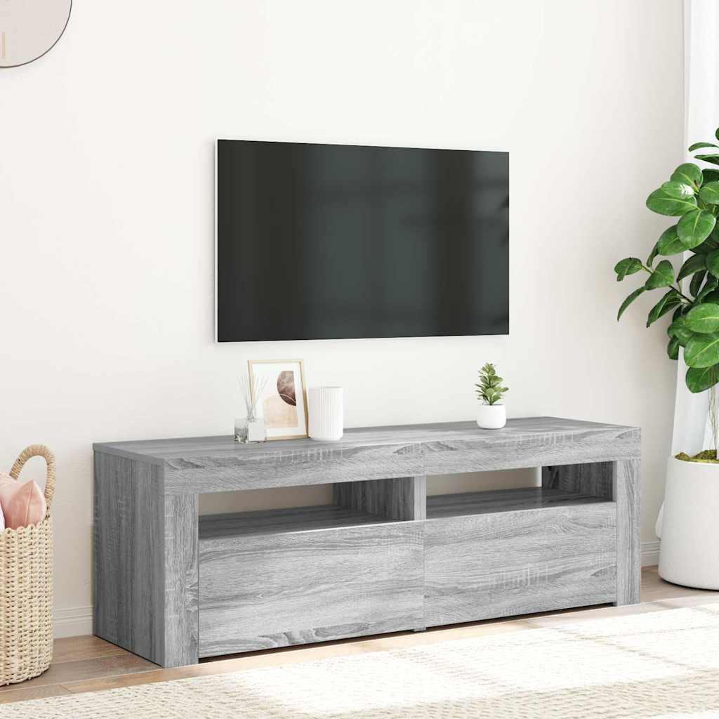 TV Cabinet with LED Lights 120x35x40 cm Grey sonoma