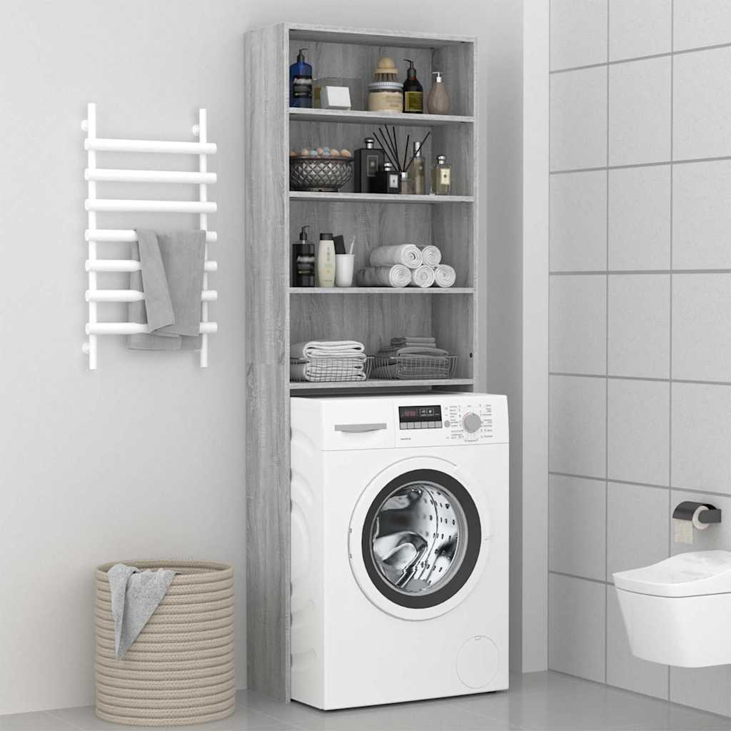 Washing Machine Cabinet 64x24x190 cm Grey sonoma