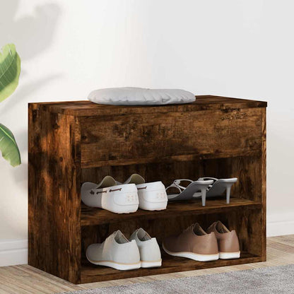 Shoe Bench Engineered Wood Smoked oak 60 x 30 x 45 cm