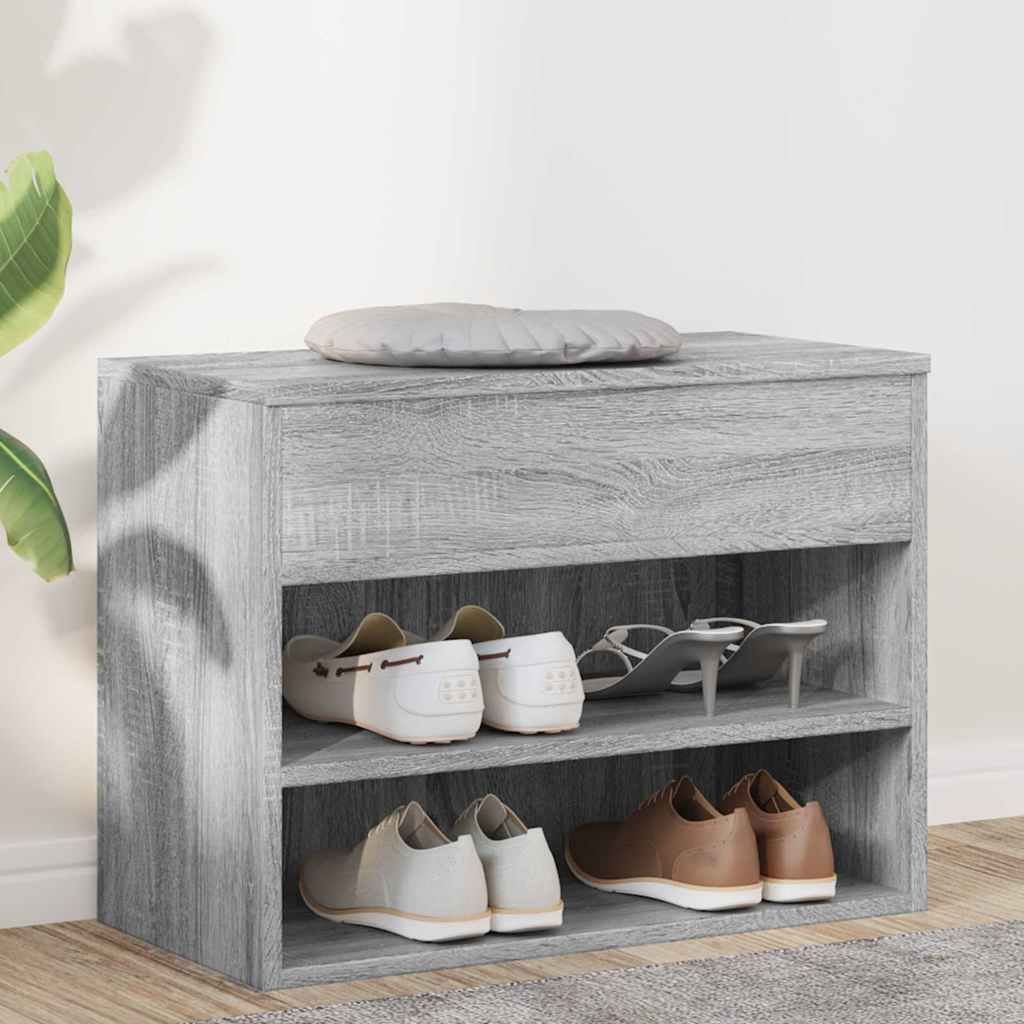 Shoe Bench Engineered Wood Grey sonoma 60 x 30 x 45 cm