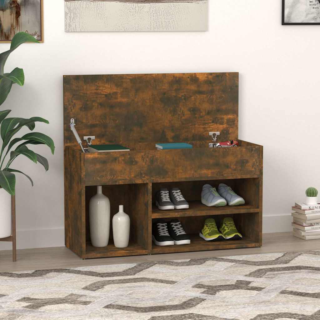 Shoe Bench Engineered Wood Smoked oak 80 x 30 x 45 cm