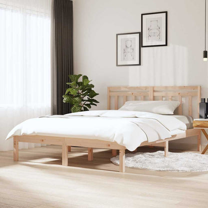 Bed Frame without Mattress Solid Wood Length 200 cm Natural 150 cm