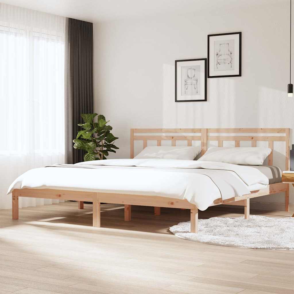 Bed Frame without Mattress Solid Wood Length 200 cm Natural 180 cm