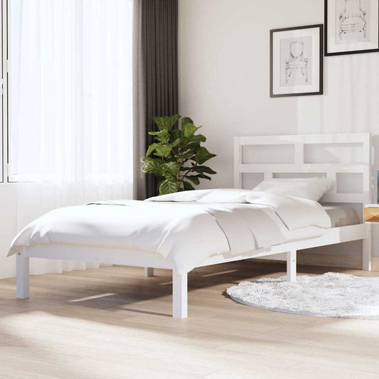 Bed Frame without Mattress Solid Wood Length 200 cm White 90 cm