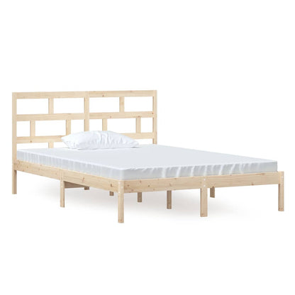 Bed Frame without Mattress Solid Wood Length 200 cm Natural 140 cm