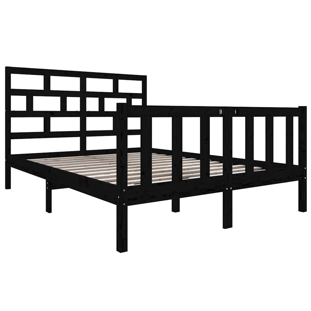 Bed Frame without Mattress Solid Wood Length 190 cm 135 cm