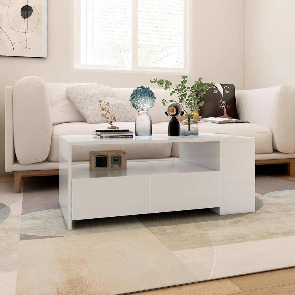 Coffee Table 102x55x42 cm Engineered Wood White