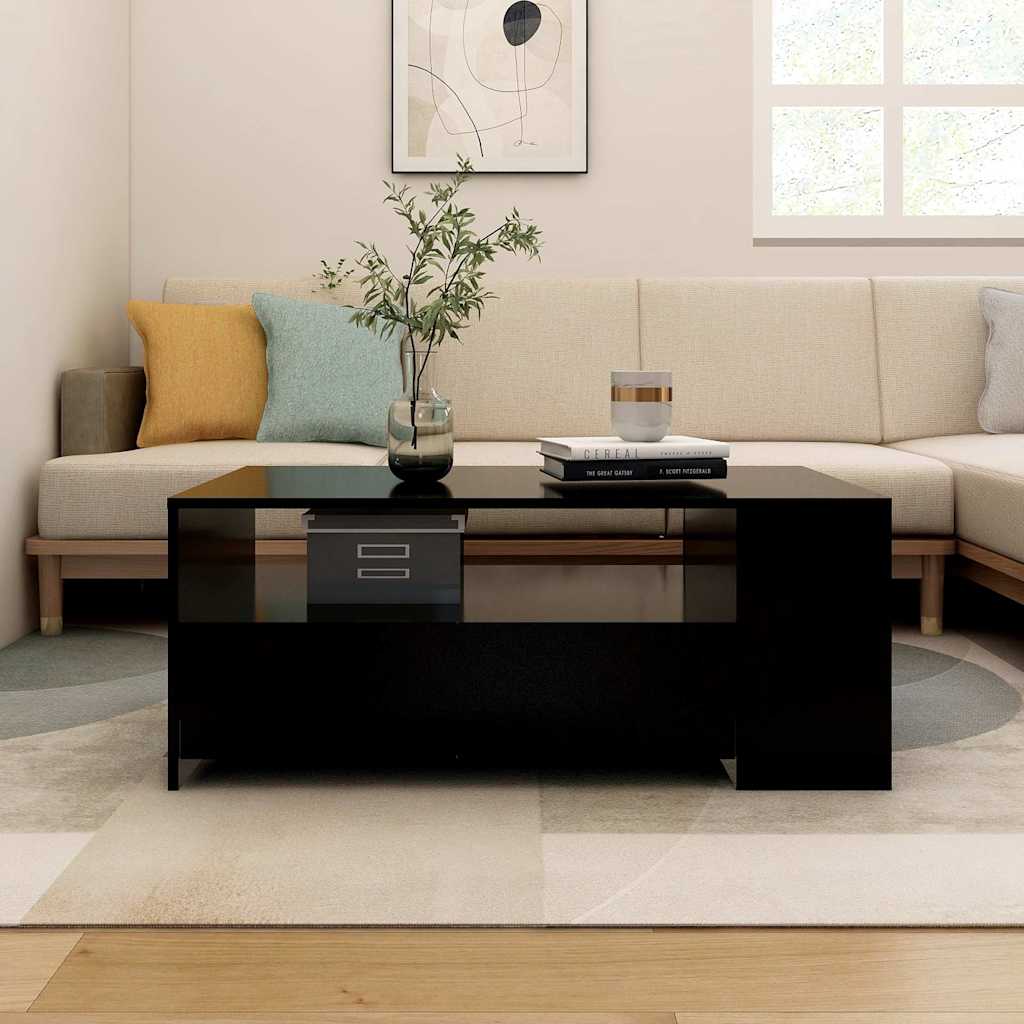 Coffee Table 102x55x42 cm Engineered Wood Black