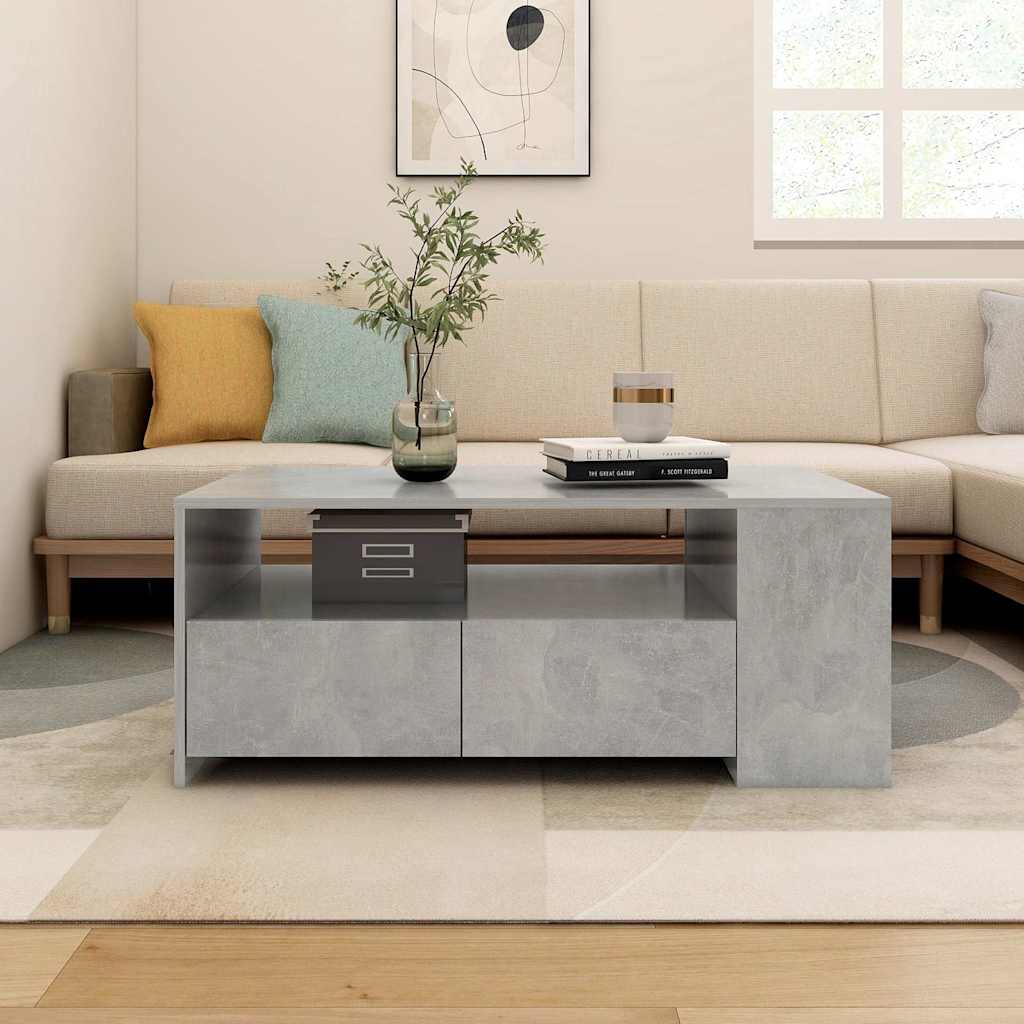 Coffee Table 102x55x42 cm Engineered Wood Concrete grey