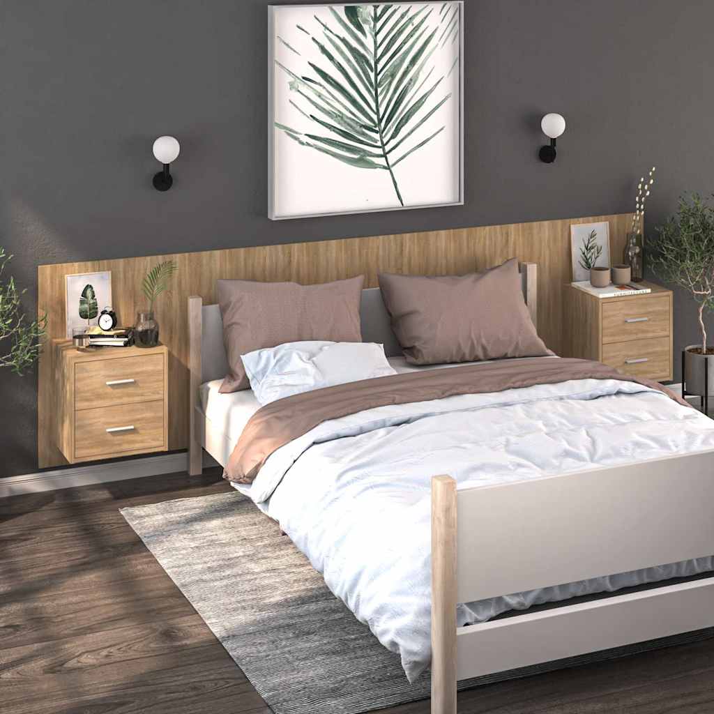 Wall-mounted Bedside Cabinet Sonoma oak
