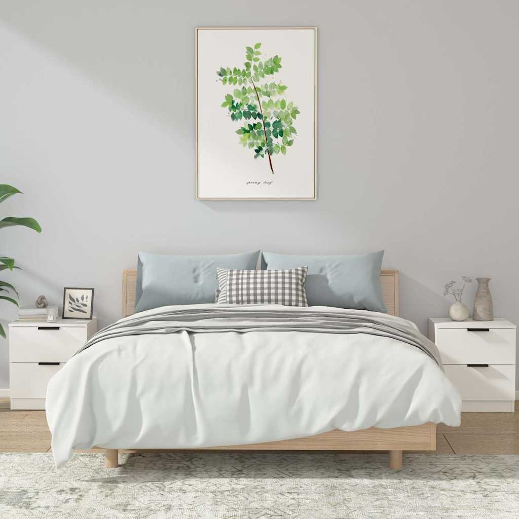 Bedside Cabinets Engineered Wood White