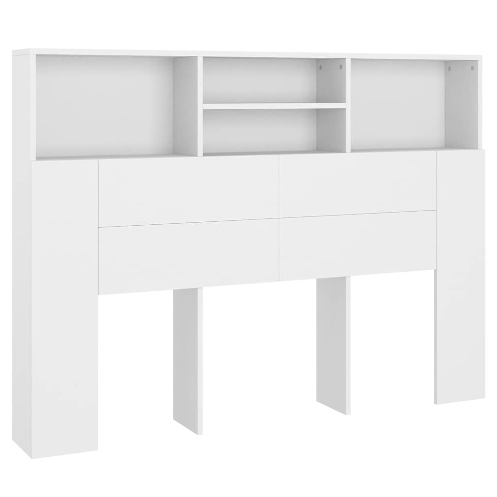 Headboard Cabinet 140x19x103.5 cm White