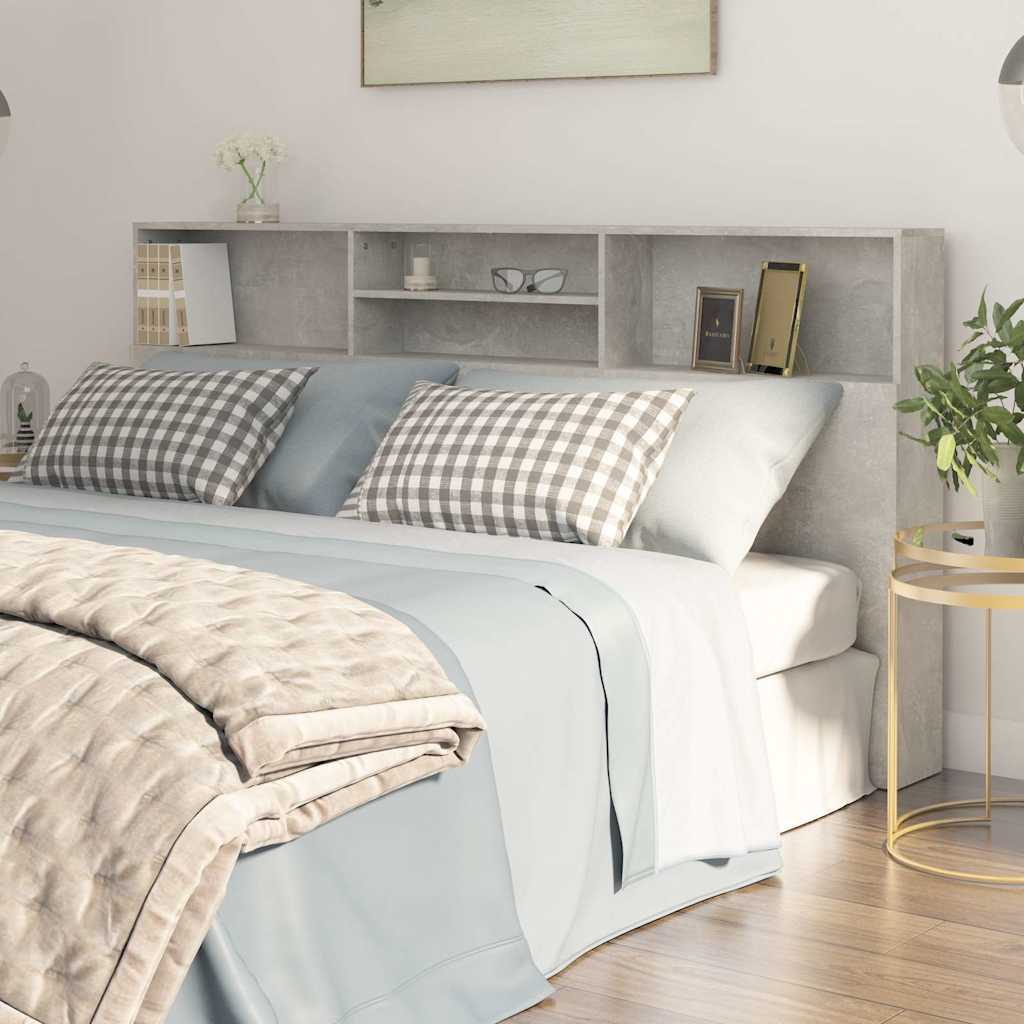 Headboard Cabinet 200x19x103.5 cm Concrete grey