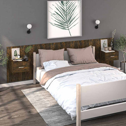 Wall-mounted Bedside Cabinets Smoked oak