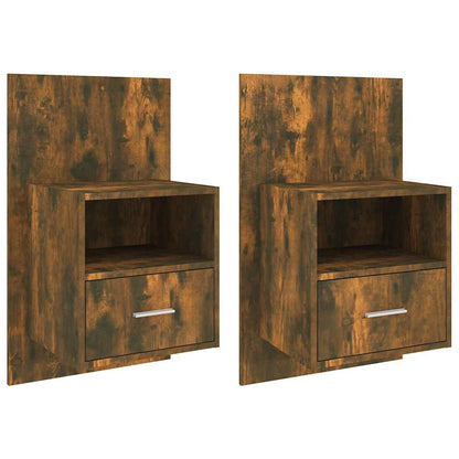 Wall-mounted Bedside Cabinet Smoked oak