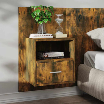 Wall-mounted Bedside Cabinet Smoked oak