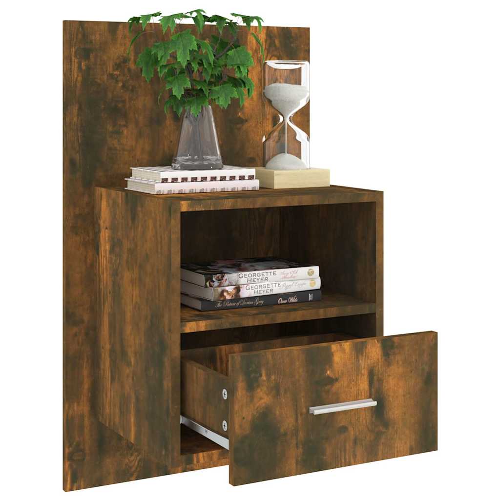 Wall-mounted Bedside Cabinet Smoked oak