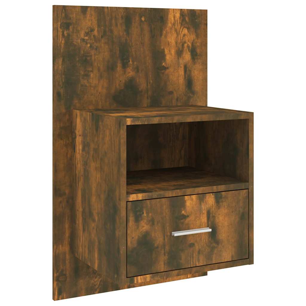 Wall-mounted Bedside Cabinet Smoked oak