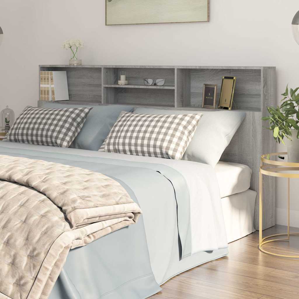 Headboard Cabinet 200x19x103.5 cm Grey sonoma