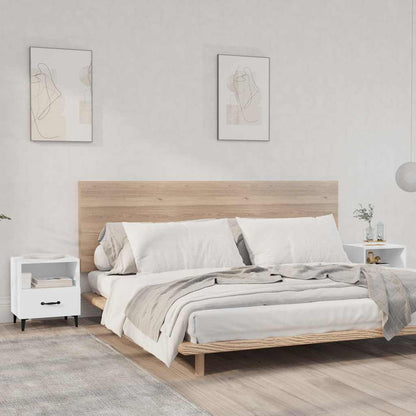 Bedside Cabinets Engineered Wood White 2