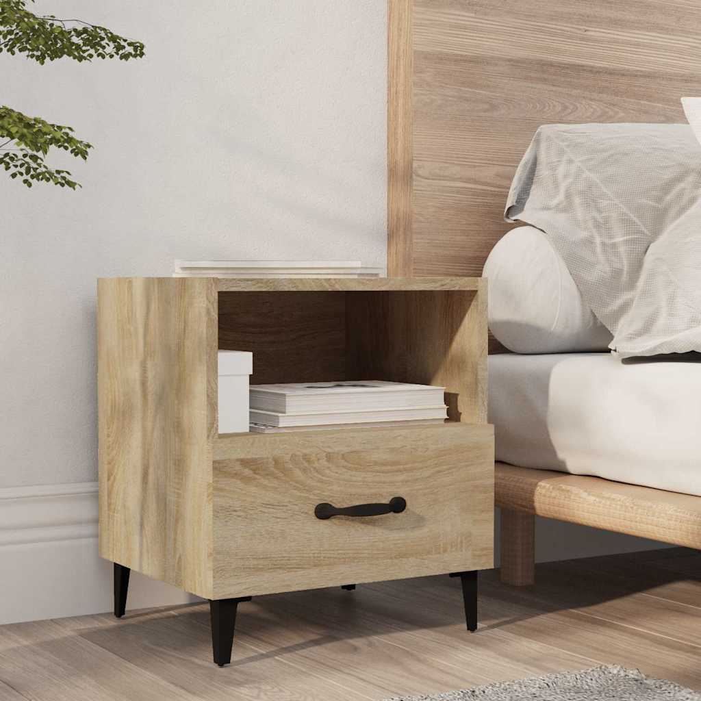 Bedside Cabinets Engineered Wood Sonoma oak 1