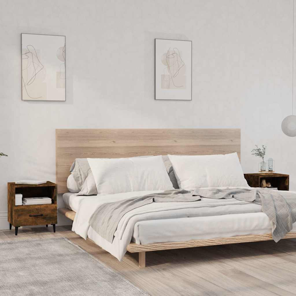 Bedside Cabinets Engineered Wood Smoked oak 2
