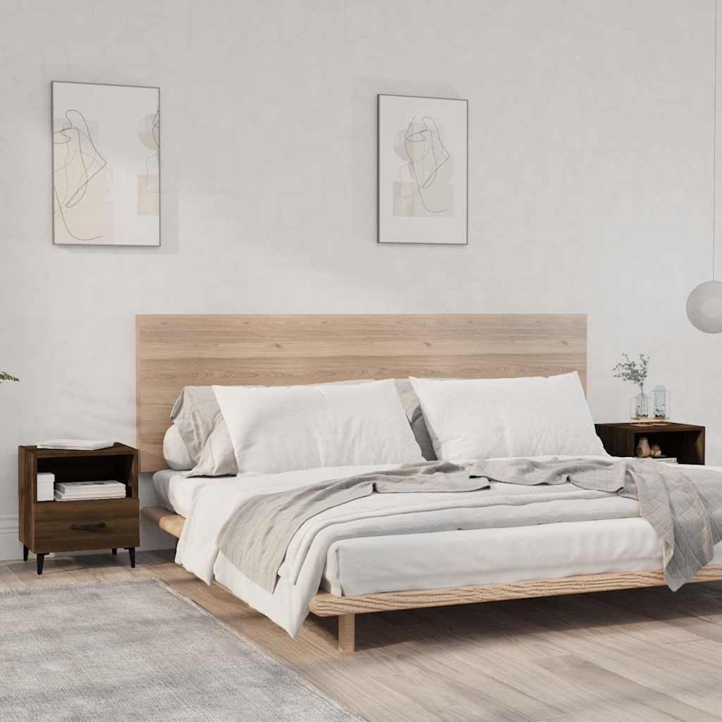 Bedside Cabinets Engineered Wood Brown oak 2