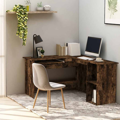L-Shaped Corner Desk 120x140x75 cm Engineered Wood Smoked oak