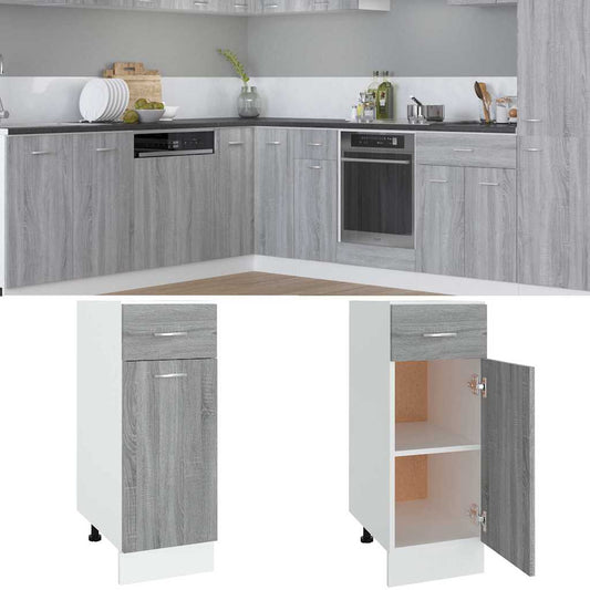 Kitchen Base Cabinet "Lyon" Engineered Wood Grey Sonoma 1x bottom cabinet (1 door 1 drawer) 30 cm