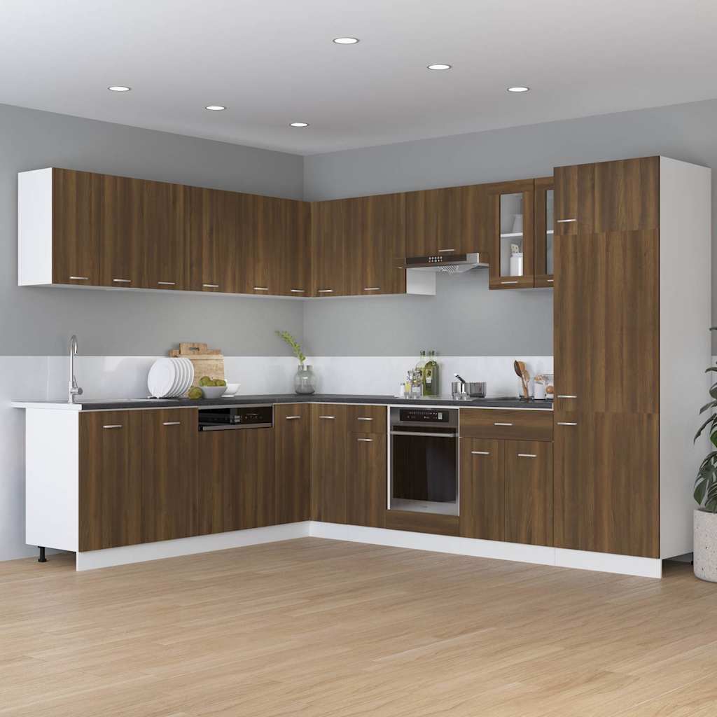 Hanging Glass Cabinet "Lyon" 60x31x60 cm Brown Oak 1x bottom cabinet (1 door 1 drawer) 30 cm