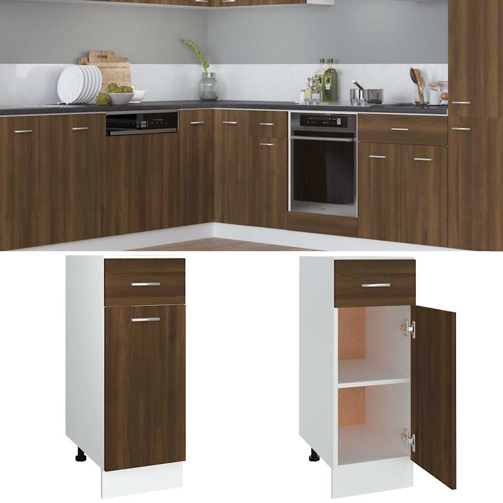 Hanging Glass Cabinet "Lyon" 60x31x60 cm Brown Oak 1x bottom cabinet (1 door 1 drawer) 30 cm