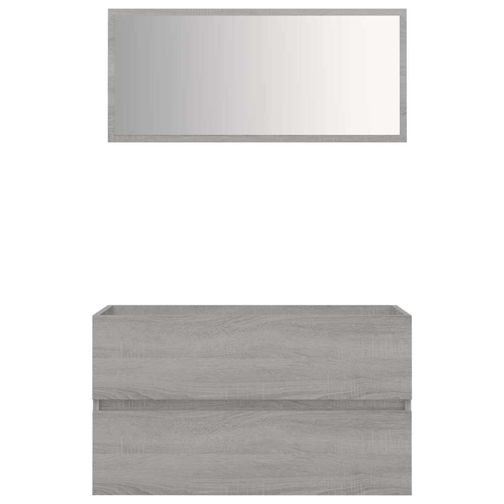2 Piece Bathroom Furniture Set Engineered Wood Grey sonoma