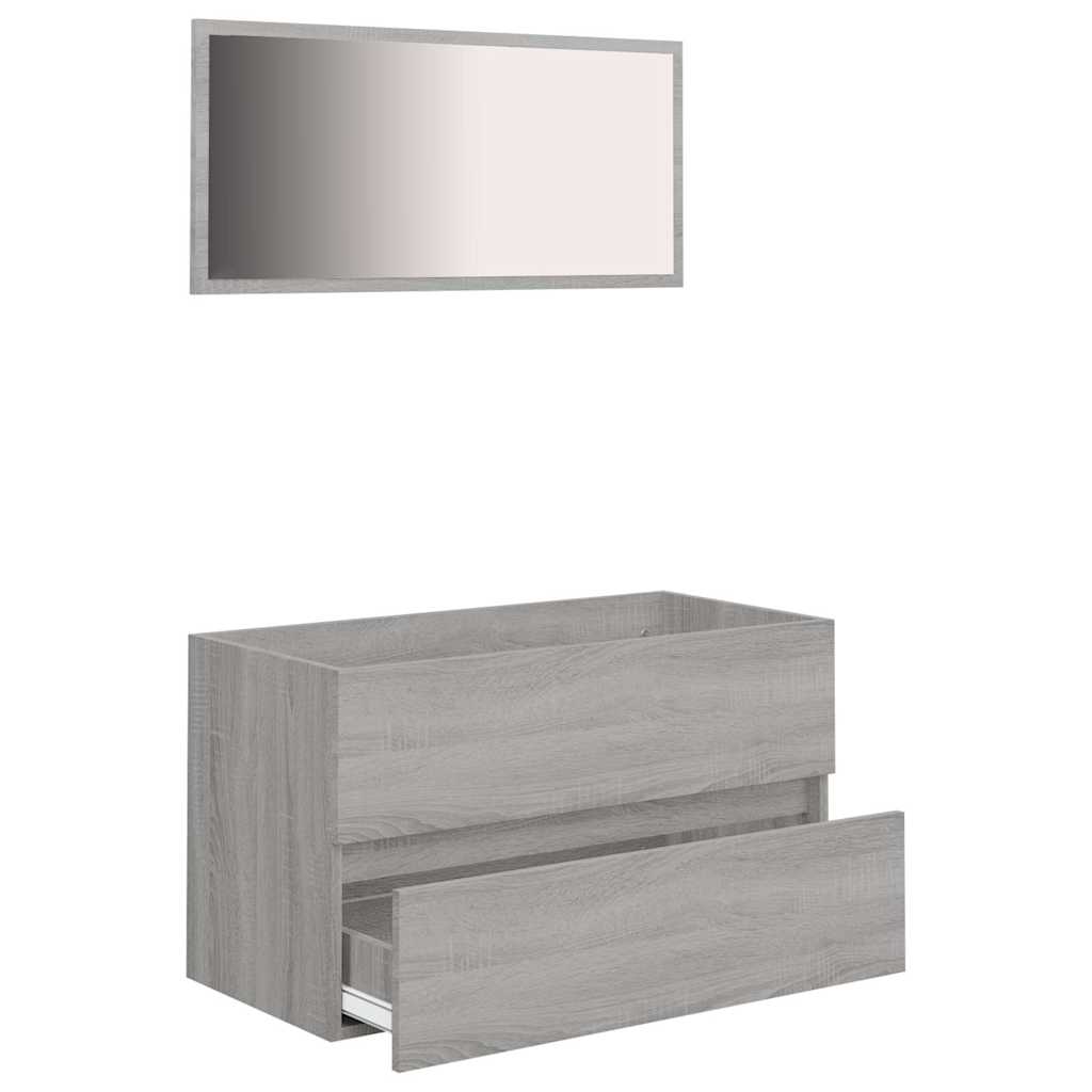 2 Piece Bathroom Furniture Set Engineered Wood Grey sonoma