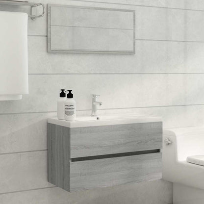 2 Piece Bathroom Furniture Set Engineered Wood Grey sonoma