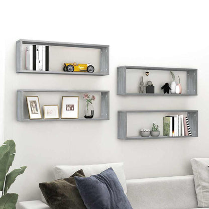 Wall Cube Shelves 80x15x26.5 cm Engineered Wood 4 pcs Grey sonoma