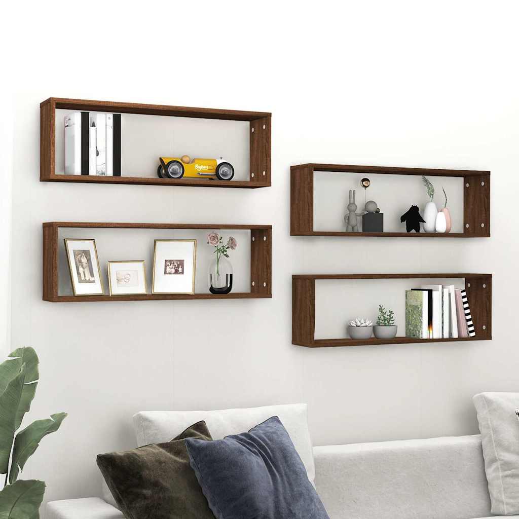 Wall Cube Shelves 80x15x26.5 cm Engineered Wood 4 pcs Brown oak