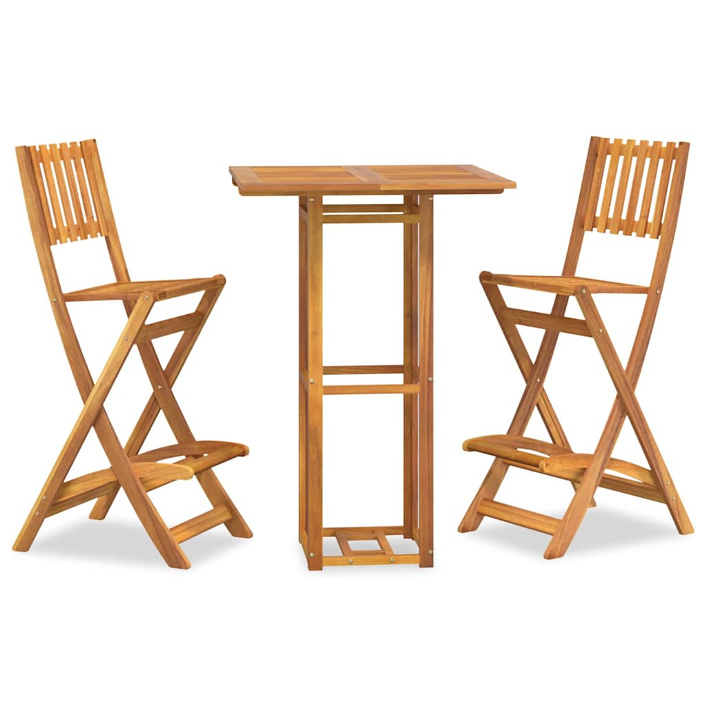 vidaXL 3 Piece Outdoor Bar Set Solid Wood Acacia 2