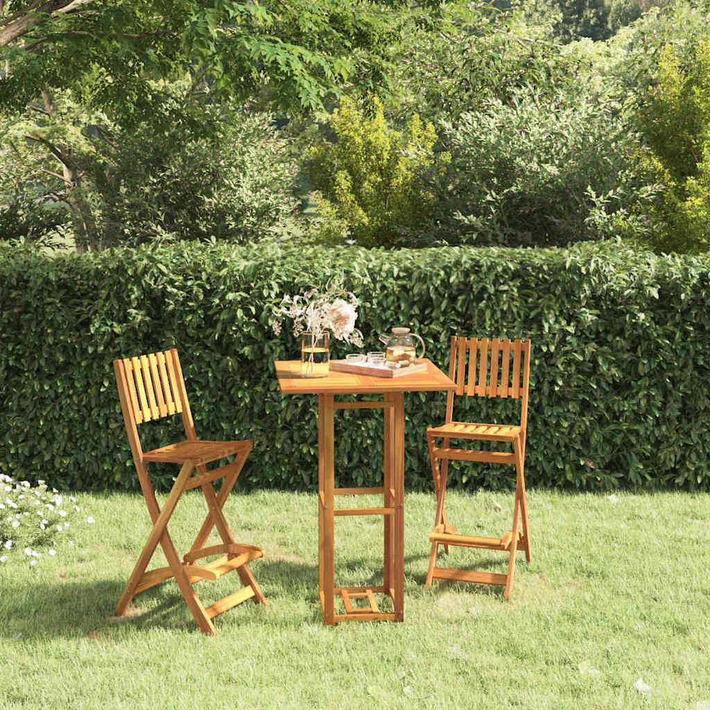 vidaXL 3 Piece Outdoor Bar Set Solid Wood Acacia 1