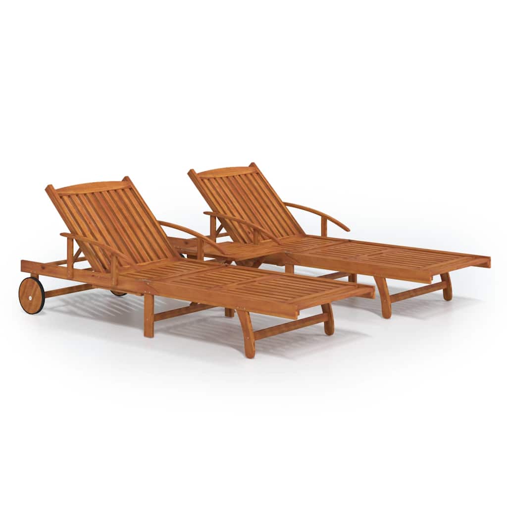 vidaXL 2 Piece Sunlounger Set with Table Solid Wood Acacia 2