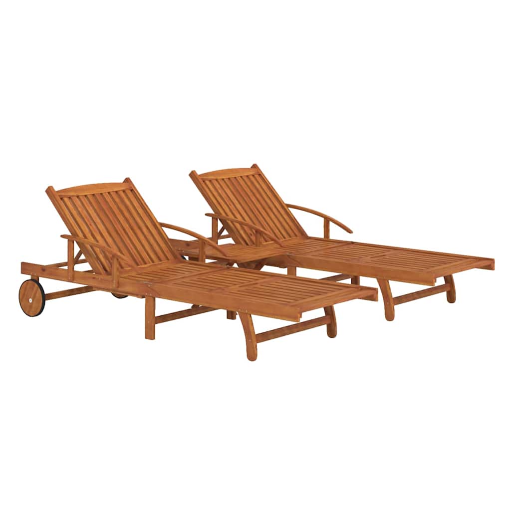 vidaXL 2 Piece Sunlounger Set with Table Solid Wood Acacia 3