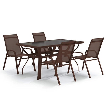 vidaXL 5 Piece Garden Dining Set Brown and Black 2