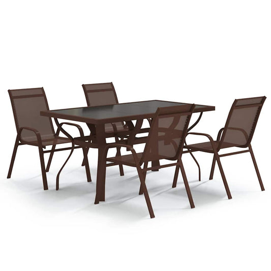 vidaXL 5 Piece Garden Dining Set Brown and Black 2