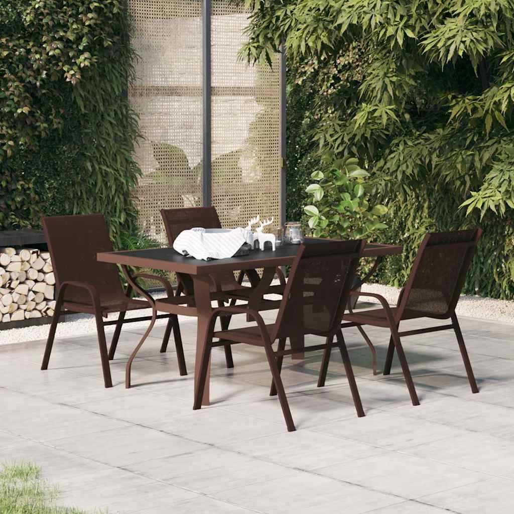 vidaXL 5 Piece Garden Dining Set Brown and Black 1
