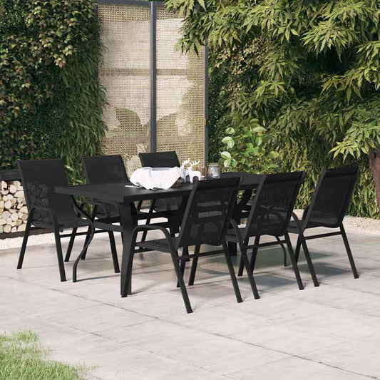 5 Piece Garden Dining Black 180 cm table length 6