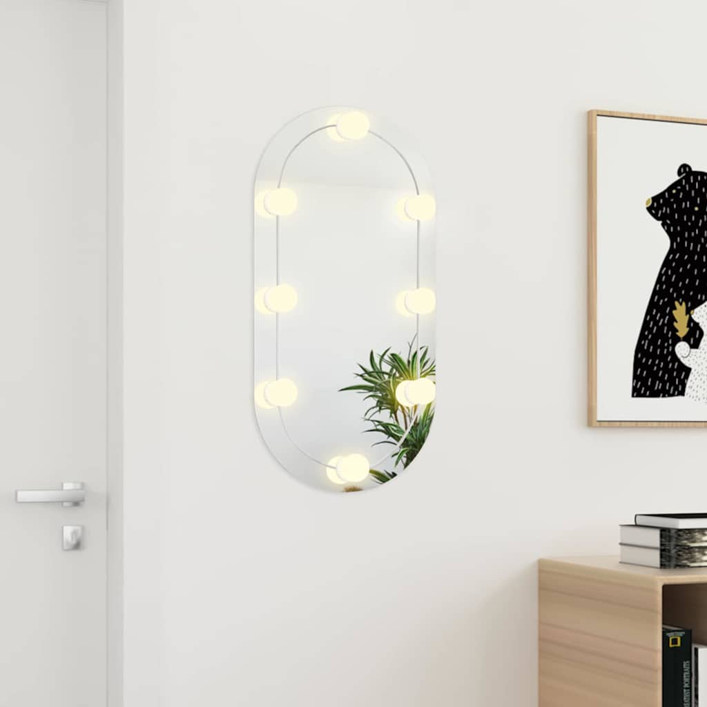Wall Mirror Lights Glass with LED 80 cm 40 cm Oval