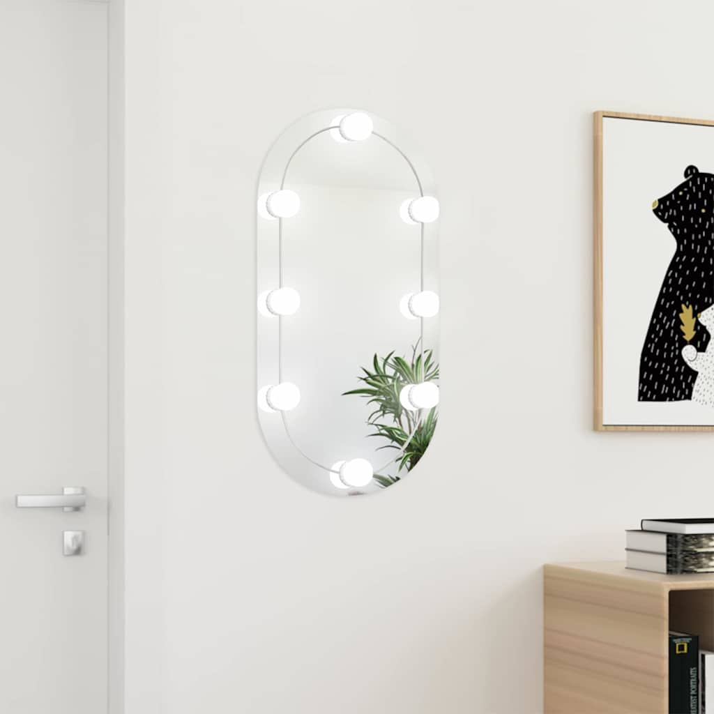 Wall Mirror Lights Glass with LED 80 cm 40 cm Oval