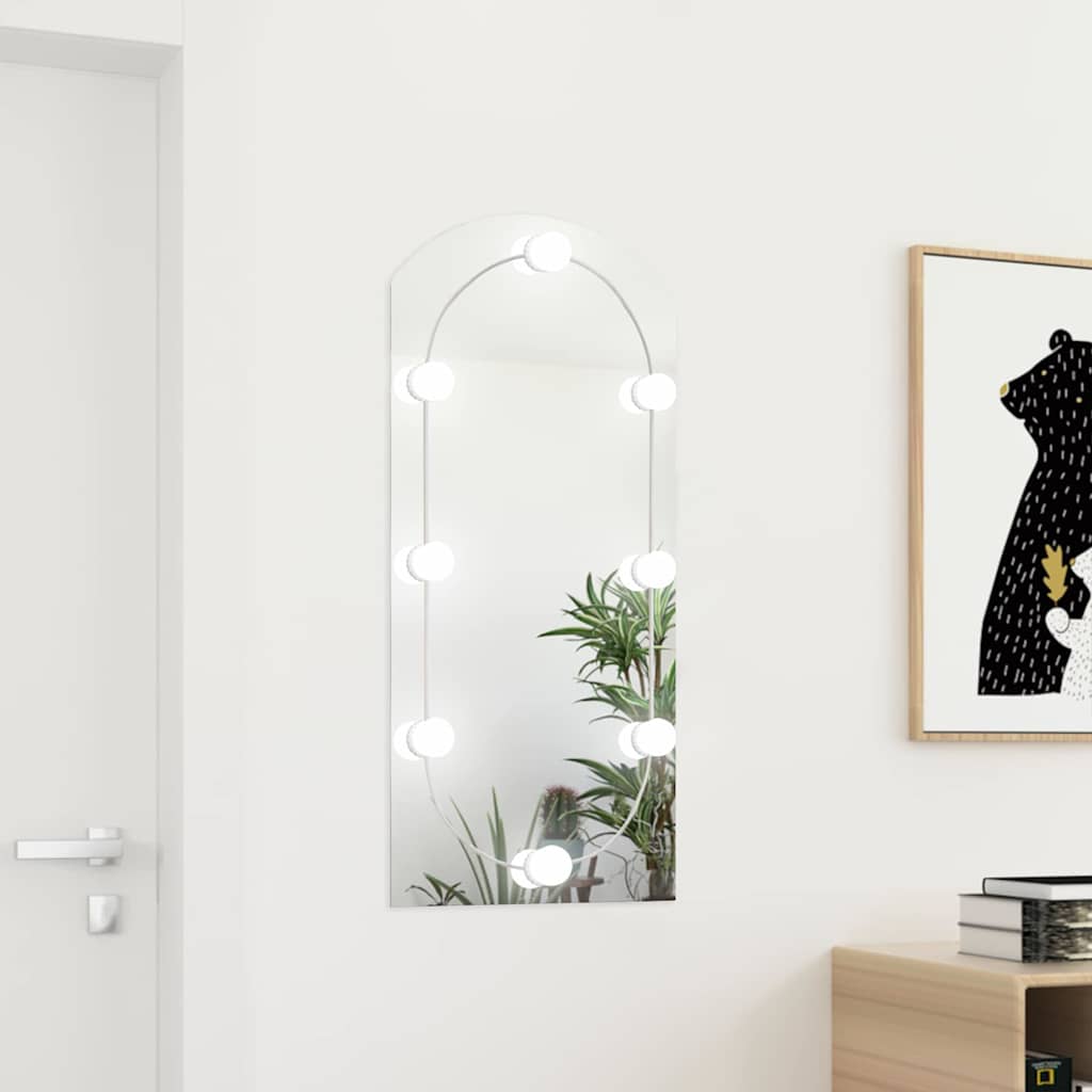 Wall Mirror Lights Glass with LED 90 cm 45 cm Arch